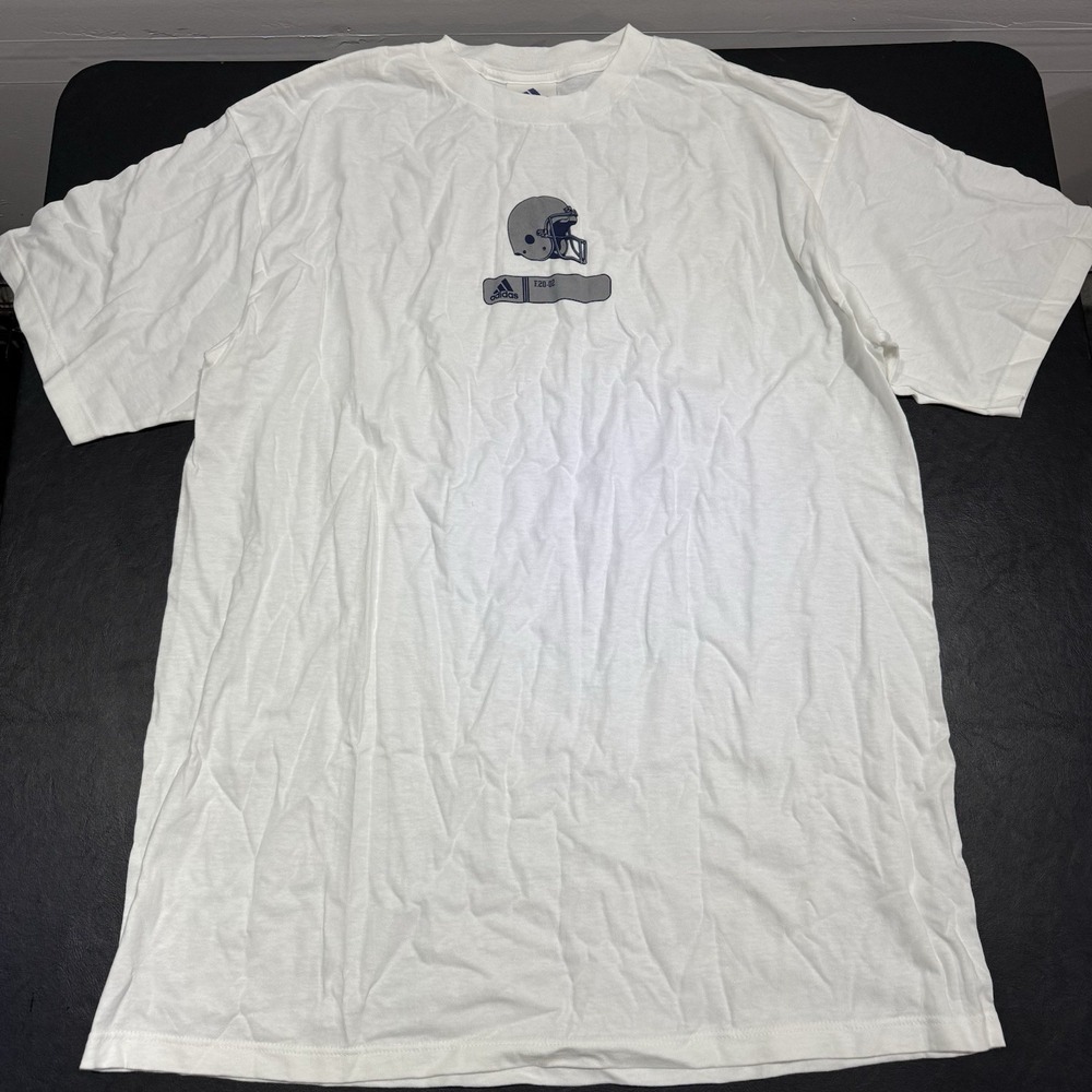 Vintage Adidas Shirt White Mens Crewneck Short Sleeve Sz L Football Helmet 2002‎
